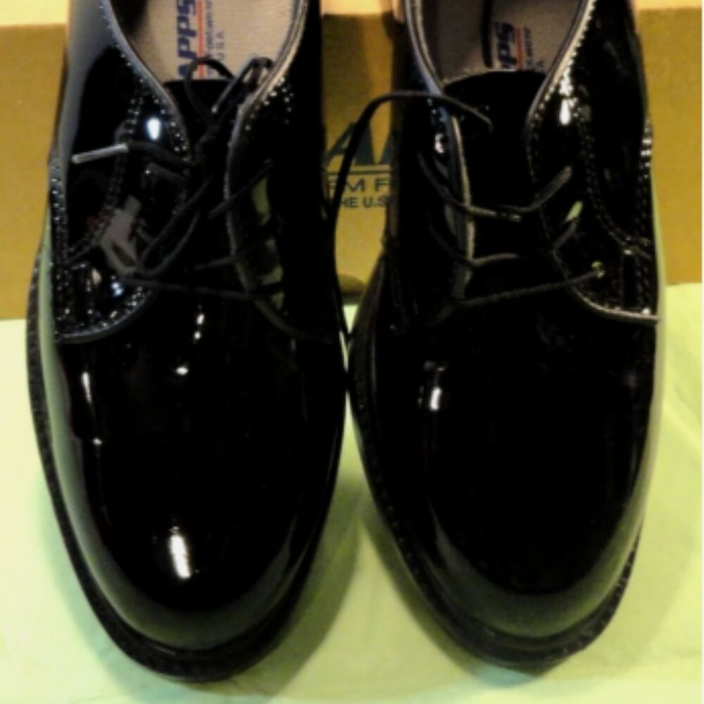 NEW CAPPS MILITARY ASU PATENT LEATHER WOMENS SERVICE 7M UNIFORM SHOES LD 6323